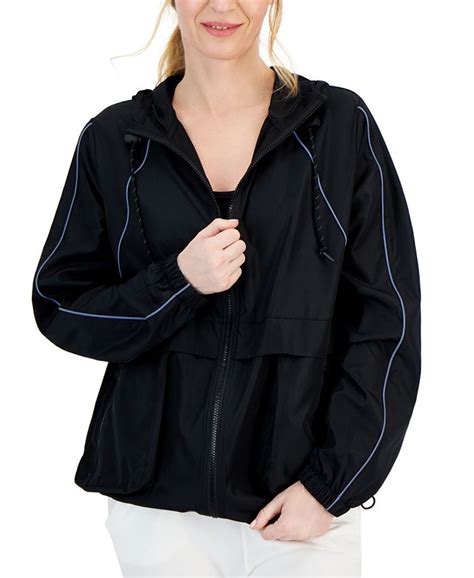 Id Ideology Womens Hooded Packable Zip Front Jacket Created For Macy