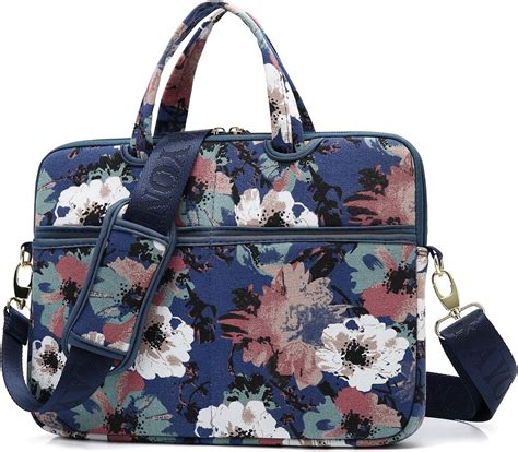 Kayond Watercolor Orchid Patten Canvas Laptop Shoulder Messenger Bag