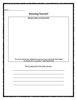 Knowing Yourself worksheet by Chuda's Counseling And Character Corner