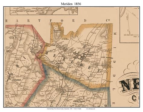 Meriden 1856 Old Town Map With Homeowner Names Connecticut Reprint New Haven County Ct Etsy