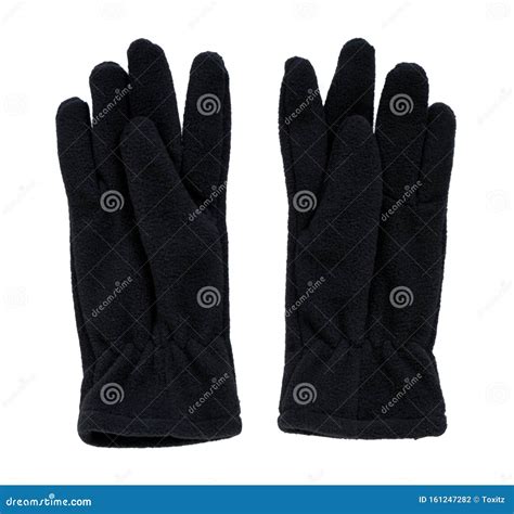 Black Fleece Gloves. Kids Personal Accessory, Winter Mittens Stock