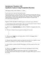 Qualitative Analysis Lab Guidelines Introductory Chemistry