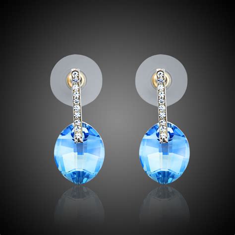 Fashion Simple Style Blue Rhinestone Earrings For Lady Sseh0150 On Luulla