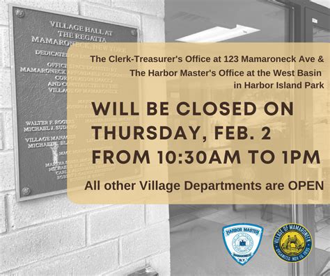 Clerk Treasurer Harbor Master Offices Closed 2 2 Village Of