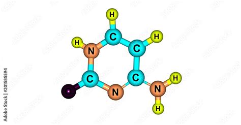 cytosine molecular structure isolated  white background stock
