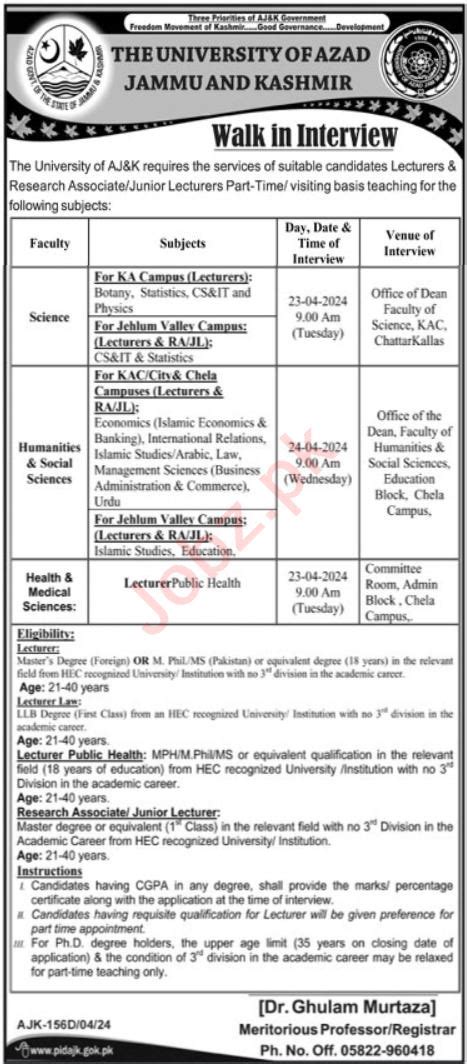 Interviews For Jobs At University Of Azad Jammu And Kashmir 2025 Job