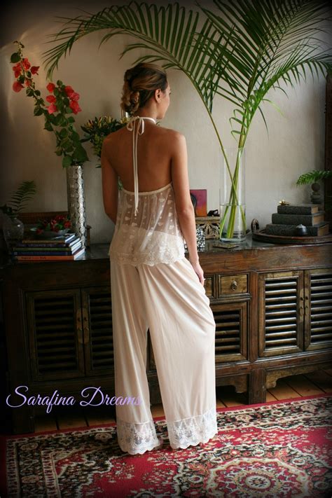 Lace Halter Pajama Bridal Lingerie Bridal Sleepwear Wedding Etsy