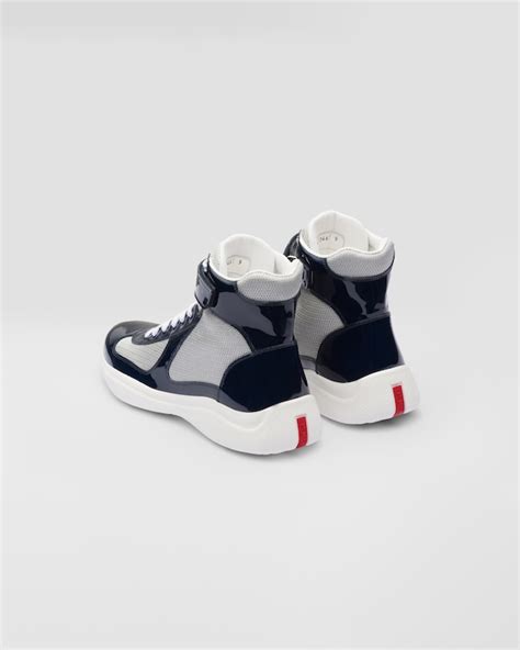 Royal Blue Silver Prada Americas Cup High Top Sneakers PRADA