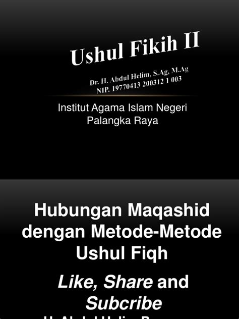 Hubungan Maqashid Dengan Metode Metode Ushul Fiqh Pdf