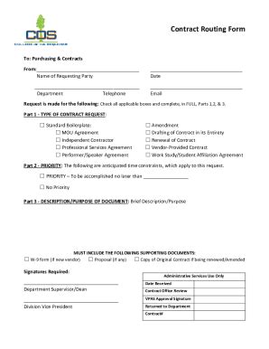 Fillable Online Georgia State University Contract Routing Form Fax