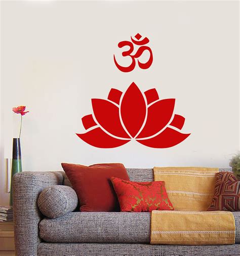 Vinyl Wall Decal Lotus Flower Om Mantra Yoga Meditation Stickers 2385