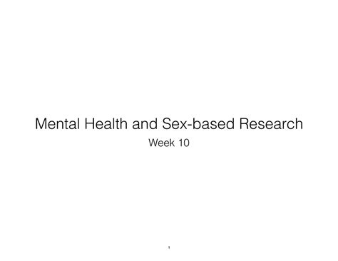 Lecture Slides Lecture 10 Mental Health And Sex Based Research Mental Health And Research