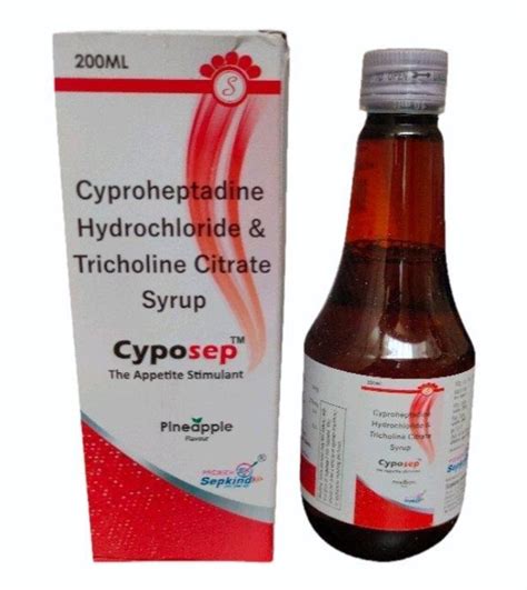 200ml Cyproheptadine Hydrochloride Tricholine Citrate Syrup At Rs 135