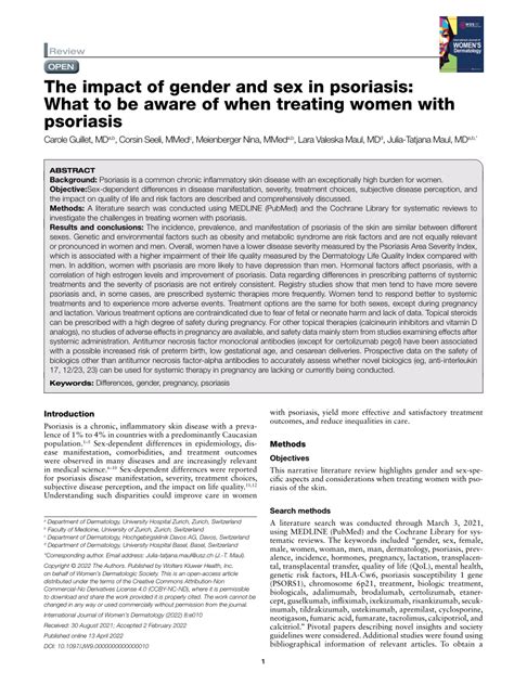 Pdf The Impact Of Gender And Sex In Psoriasis What To Be Aware Of When Treating Women With