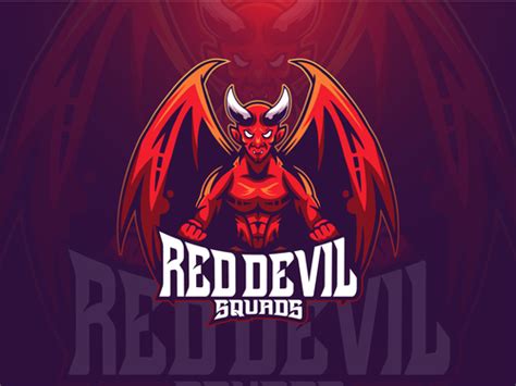 Winged red devils logo vector free download