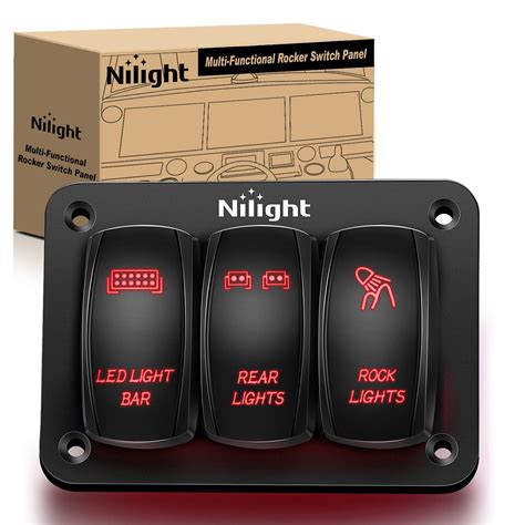 Amazon Nilight 90128C 3 Gang Rocker Switch Panel Aluminum 5 Pin