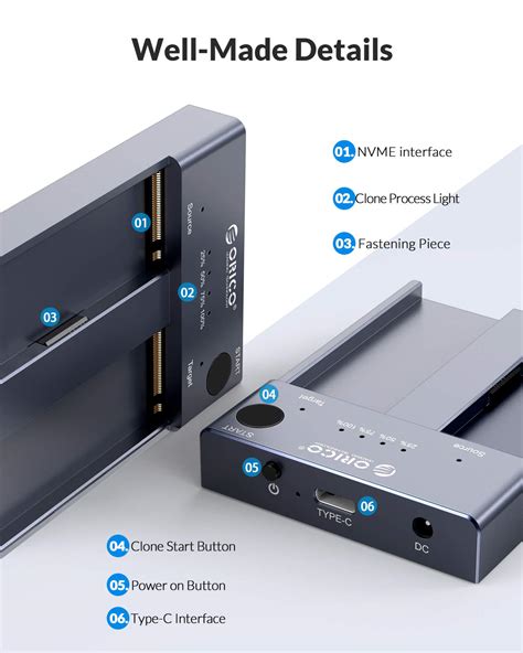 Buy Dual Bay Nvme Cloner Docking Station Orico Tool Free Usb C To Nvme