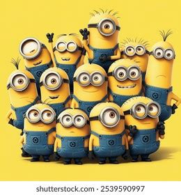 Minions Twelve Characters Cartoon Style Vibrant Ai Generated Image