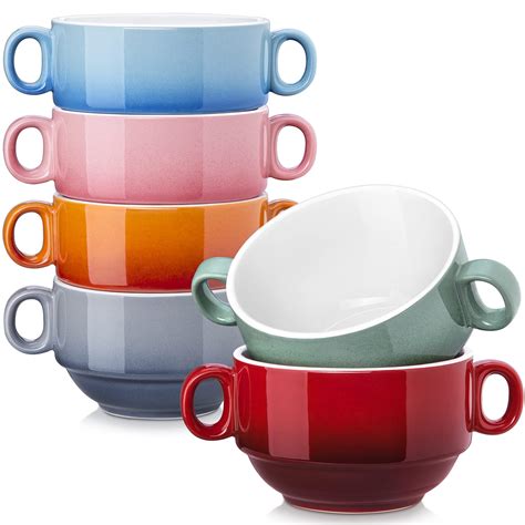 Buy Lovecasa Multi Color Oz Soup S With Handles Set Of Ceramic