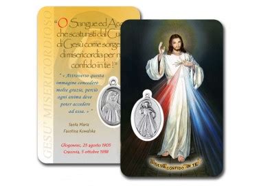 Card Plastificata Gesù Misericordioso con Medaglietta Artesacrashop