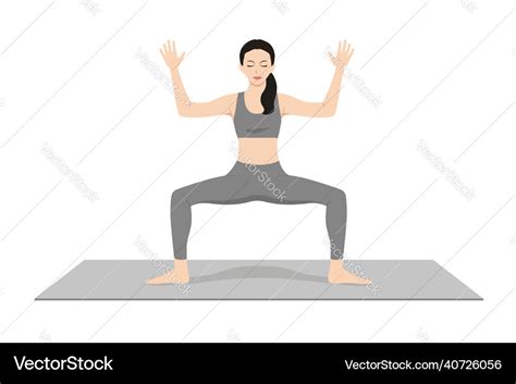 Goddess Pose Utkata Konasana Fierce Angle Pose Vector Image