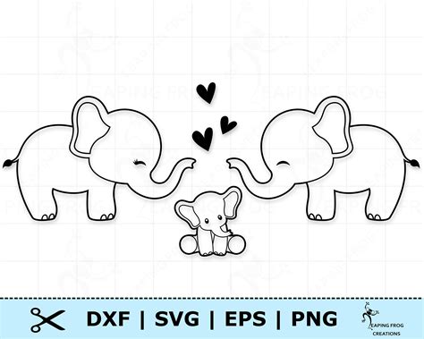 Mom And Baby Elephant Template