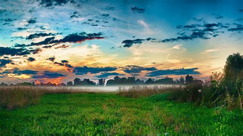 Wallpaper Sunlight Landscape Sunset Hill Nature Reflection