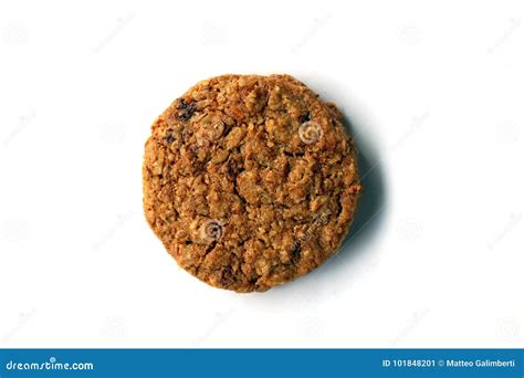 Round Whole Wheat Organic Cookie Isolated Stock Image Image Of