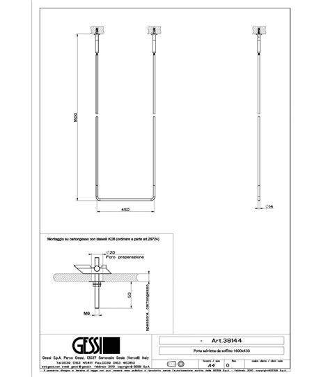 Towel Rail Ceiling Mounted Gessi Goccia Height 180cm