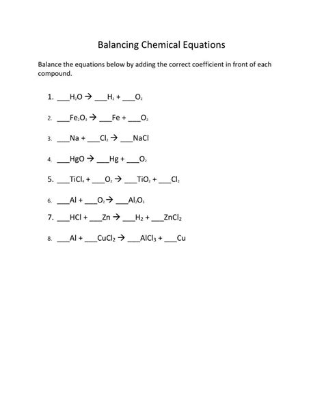 49 Balancing Chemical Equations Worksheets With Answers Worksheets Library