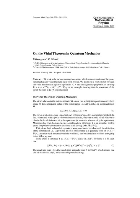 (PDF) On the Virial Theorem in Quantum Mechanics | isa DF - Academia.edu