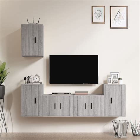 Ensemble De Meubles Tv Pcs Sonoma Gris Bois D Ing Nierie Dioche