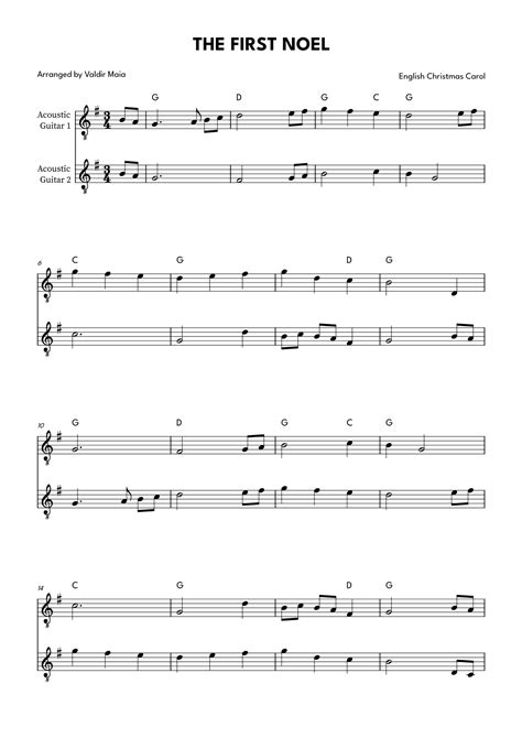 The First Noel Acoustic Guitar Duet Arr Valdir Maia Sheet Music Traditional