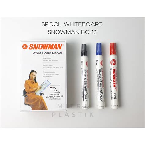 Jual Spidol Snowman White Board Marker BG 12 Spidol Merah Hitam Biru