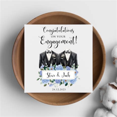Personalised Engagement Card For Gay Couple Same Sex Engagement Card Ebay