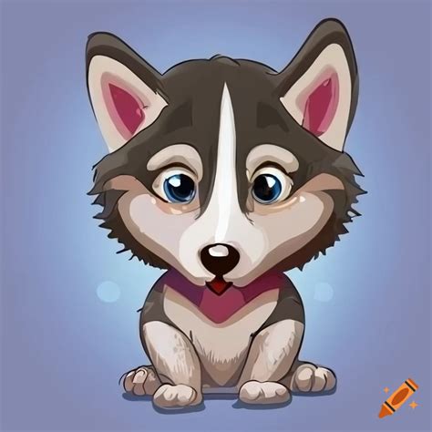 Funny Cartoon Husky Puppies In Vibrant Illustration On Craiyon