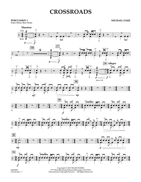 Crossroads Percussion 1 By Michael Oare Sheet Music For Concert Band