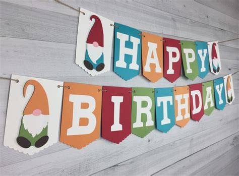 Gnome Birthday Banner - Cute Gnomes - Gnome Birthday Party - Garden ...