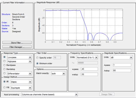 Use Filter Designer With Dsp System Toolbox Software Matlab