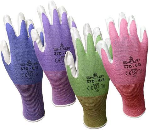 12 Pack Showa Atlas NT370 Atlas Nitrile Garden Gloves Small Assorted