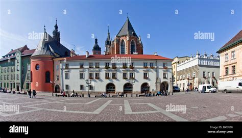 Small Market Square In Cracow Poland Stock Photo Alamy