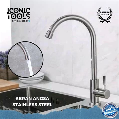 Jual Kran Air Angsa Wastafel Stainless Steel Fleksibel Tanam Eleaf