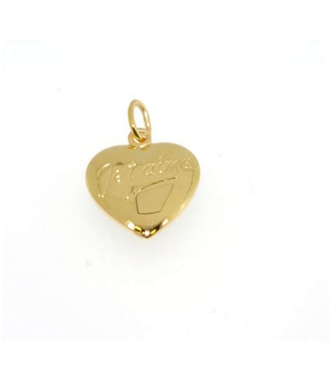 Pendentif plaqué or coeur je t aime