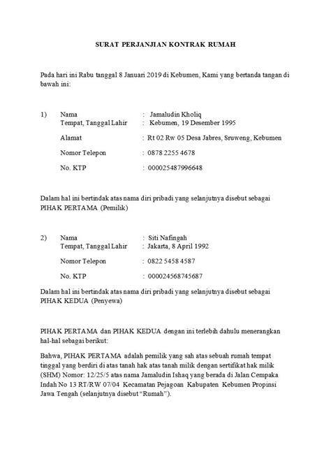 Contoh Surat Perjanjian Kontrak Yang Baik Dan Benar Detiklife