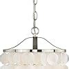 Vaxcel Elsa Light Satin Nickel Coastal Capiz Shell Waterfall Pendant