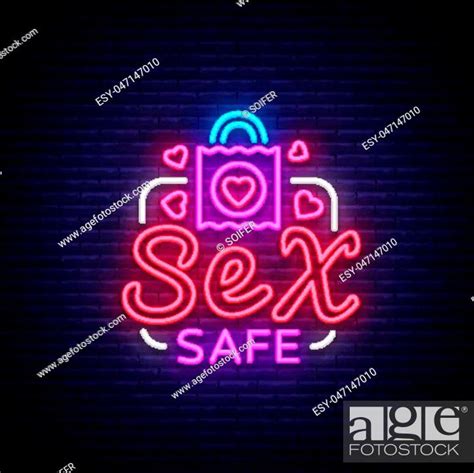 Safe Sex Design Template Safe Sex Condom Concept For Adults In Neon