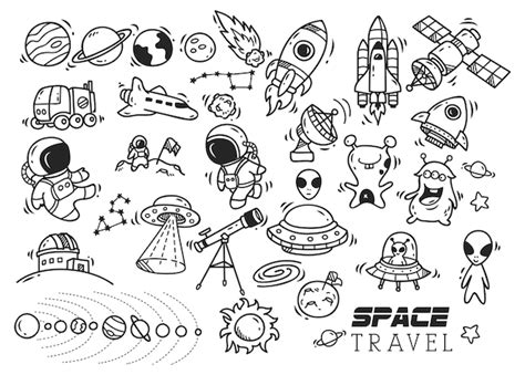 Premium Vector Space Themed Doodle