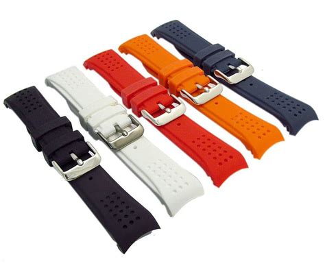 Replacement Silicone Watch Strap Curved Ends 5 Colours 22mm 24mm C098