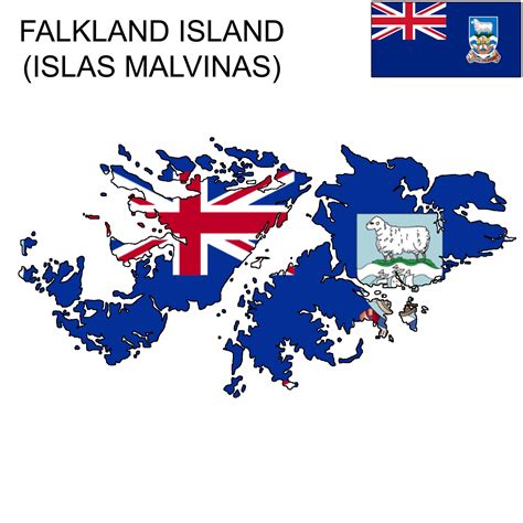 Falkland Island Islas Malvinas Flag Map