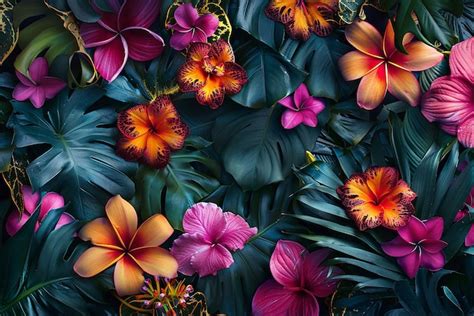 Vibrant Tropical Flower Desktop Wallpaper Premium Ai Generated Image